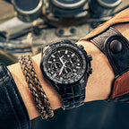 WWOOR Top Brand Luxury Sport Watch For Men Quartz Chronograph Date Luminous Black Full Steel Wrist Watch Male Clock Reloj Hombre