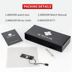 WWOOR Top Brand Luxury Sport Watch For Men Quartz Chronograph Date Luminous Black Full Steel Wrist Watch Male Clock Reloj Hombre