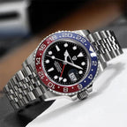 PAGANI DESIGN Pepsi GMT Automatic Watch Men 100M Waterproof Luminous Black Dial Stainless Steel Jubilee Strap Luxury Sport Mechanical WristWatches for Man PD-1662 Relojes Hombres+Gift BOX
