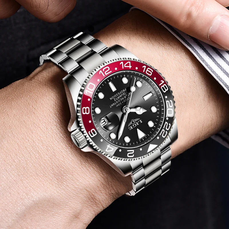 LIGE Diver Watch Men Fashion Business 3ATM Waterproof Luminous Quartz Wrist Watches For Men Outdoor Sports Date Chronograph Male
