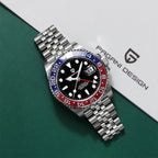 PAGANI DESIGN Pepsi GMT Automatic Watch Men 100M Waterproof Luminous Black Dial Stainless Steel Jubilee Strap Luxury Sport Mechanical WristWatches for Man PD-1662 Relojes Hombres+Gift BOX