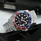 PAGANI DESIGN Pepsi GMT Automatic Watch Men 100M Waterproof Luminous Black Dial Stainless Steel Jubilee Strap Luxury Sport Mechanical WristWatches for Man PD-1662 Relojes Hombres+Gift BOX