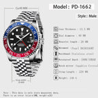 PAGANI DESIGN Pepsi GMT Automatic Watch Men 100M Waterproof Luminous Black Dial Stainless Steel Jubilee Strap Luxury Sport Mechanical WristWatches for Man PD-1662 Relojes Hombres+Gift BOX