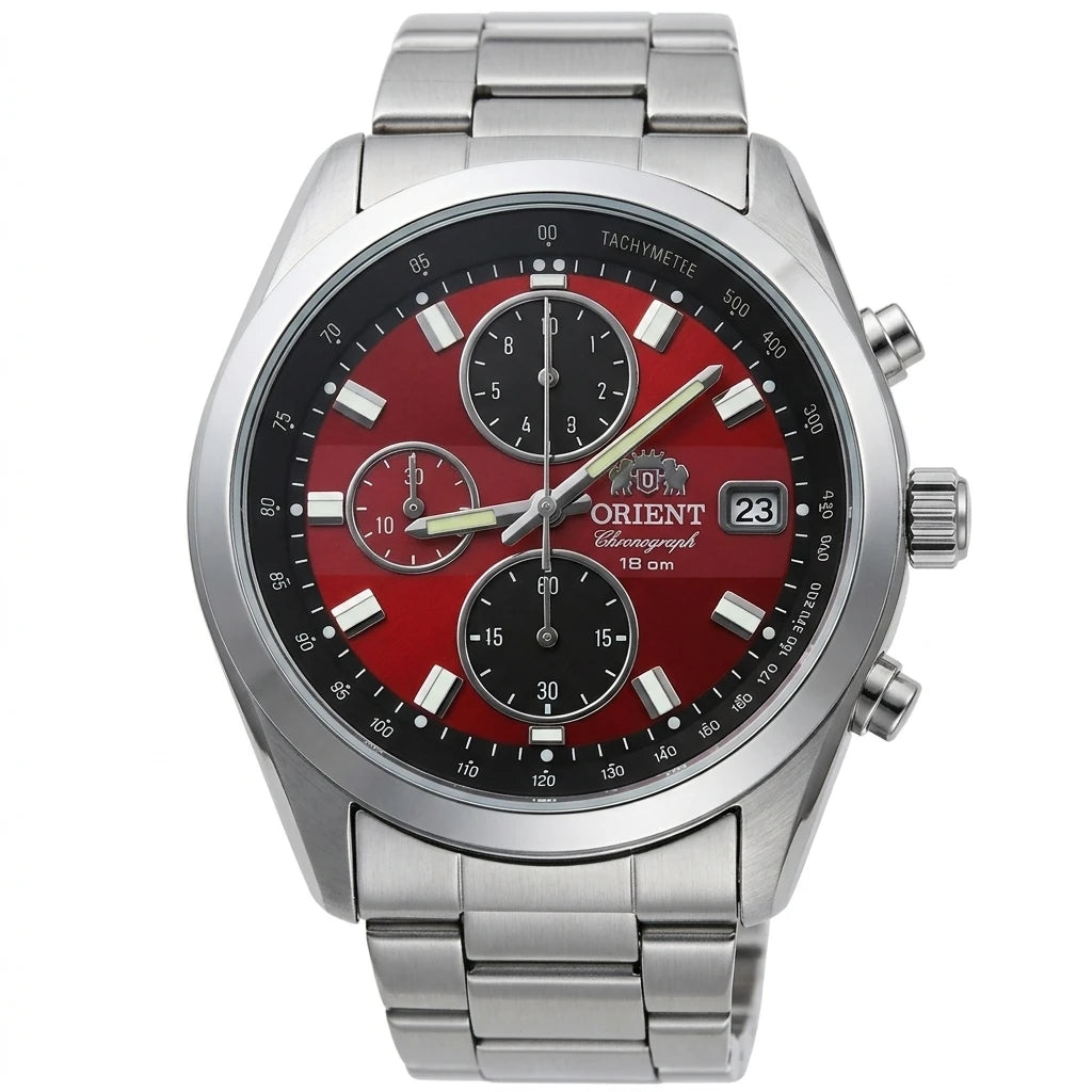 Japan Orient Quartz Chronograph Men Watch Tachymeter Date 100M Waterproof Stainless Steel Sports Wristwatch